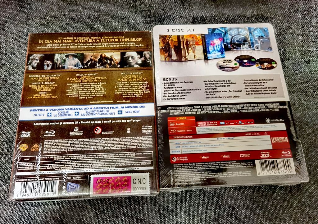 Filme blu ray Hobbit 3D Star Wars 3D noi sigilate collectors edition