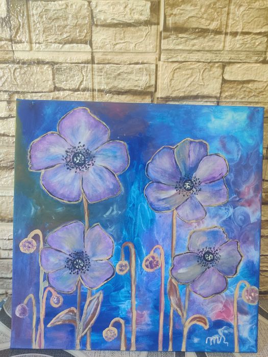 Vând tablouri pictura manuala acrilica pe carton sau panza