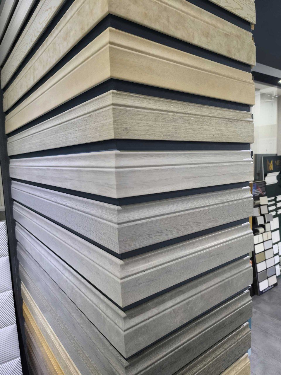 Alyumin plintus va Plintus MDF, dyuropolimer, Plastik, Polyuretan