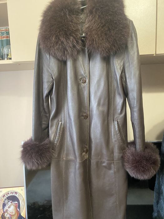 Haina dama piele naturala maron ciocolata!