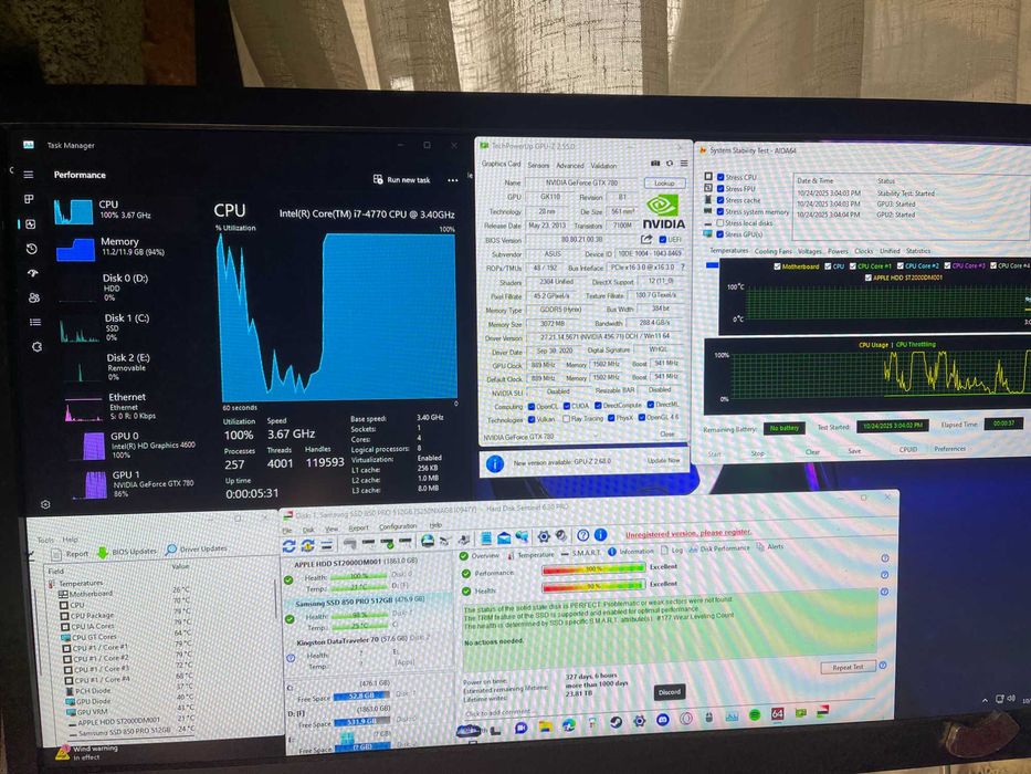 Unitate PC Gaming i7-4770 GTX 780 3GB 12GB RAM 500GB SSD + 2TB HDD RGB