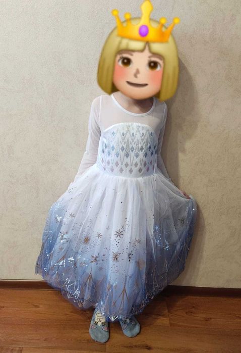 Нарядное платье Эльзы на новогодние праздники(на 8-10 лет, р130-140)