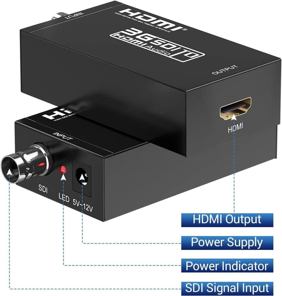 TLEOOSY 1080P SDI Към HDMI Конвертор, Поддържа 3G-SDI/HD-SDI/SD-SDI