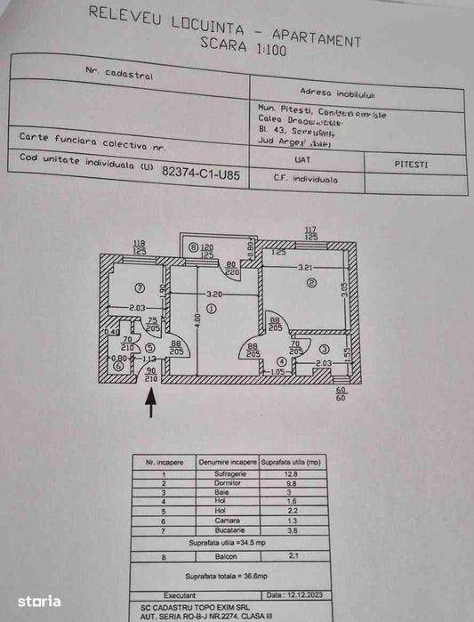 Vând apartament 2 camere Trivale, confort 2, semidecomandat, et. 1/4