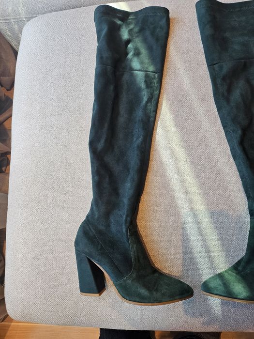 ботуши ектектвен велур тъмно зелени