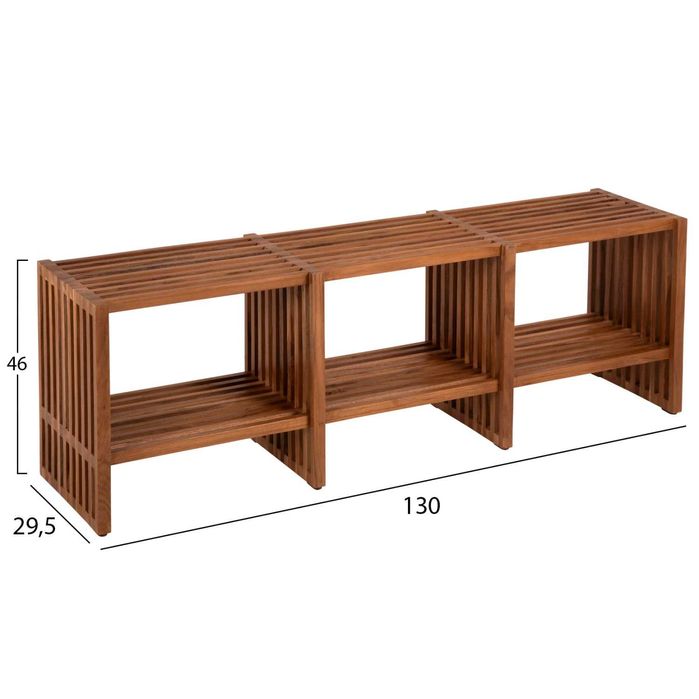 Конзола HM9831, Масив тиково дърво, Натурален цвят, 130x29,5x46, ПРОМО