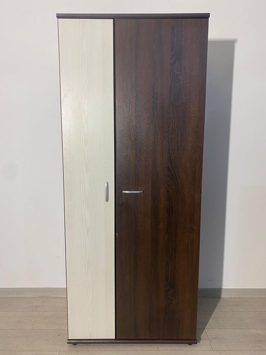 Șifonier 2 Uși, 80 cm; Dulap de Haine pentru Dormitor cu Bară Umerașe