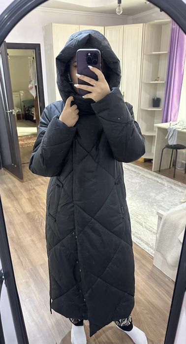 Черный пуховик S-M