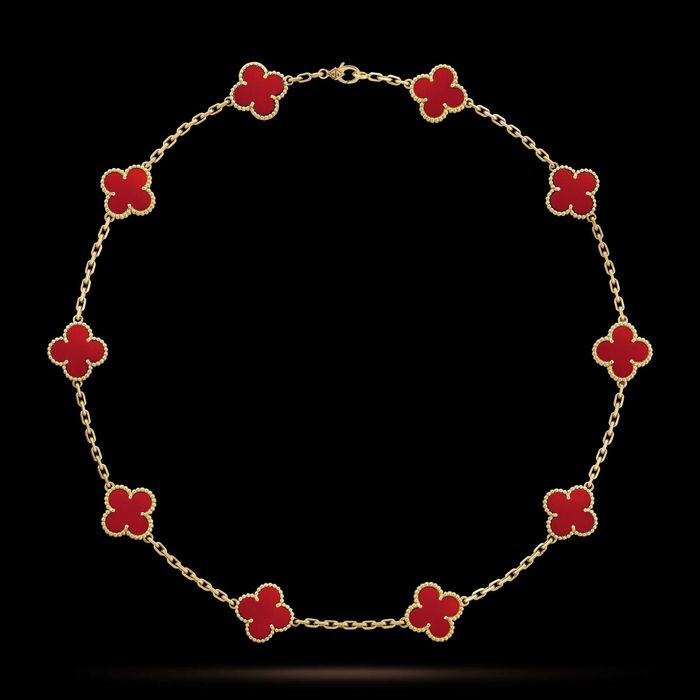 Van Cleef & Arpels VCA Gold Red 10 Motifs Alhambra Clover Дамско Колие