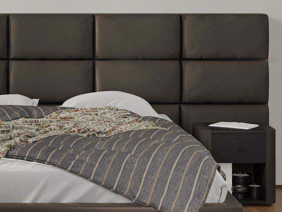 Pat tapitat Cico fix 287 x 114 C2 din piele/stofa Ciocolatiu Nube 29