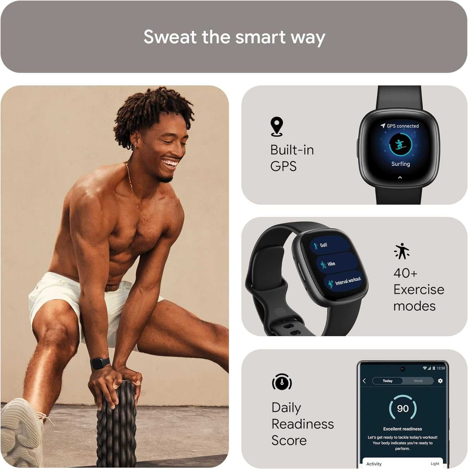 +CADOU Smartwatch/bratara sport Fitbit Versa 4 GPS/NFC |SIGILAT|