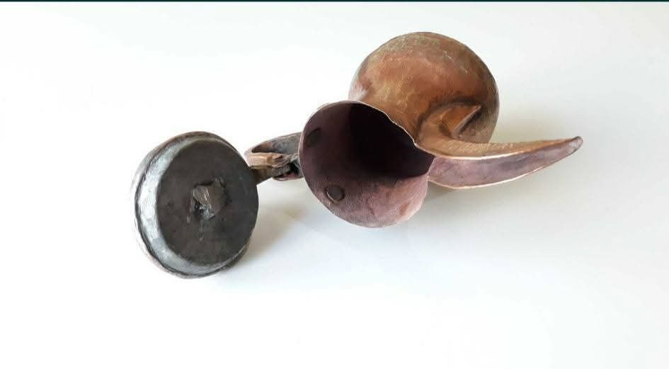 Cafetiera din cupru si alama Dallah Orientul Mijlociu, lucrata manual