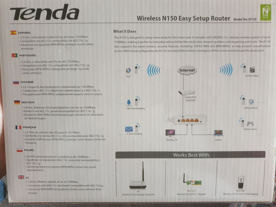 Router Wireless-N Tenda N150, 150Mbps - livrare gratuita