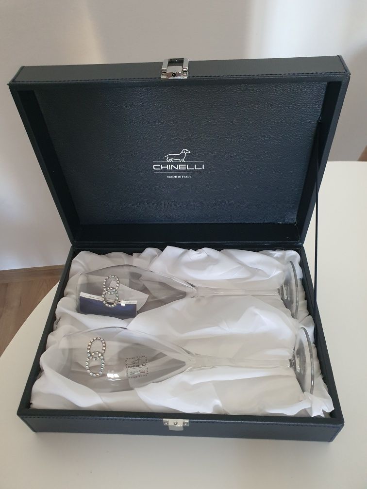 Set de pahare din cristal Chinelli cu pietre swarovski cadou de nunta