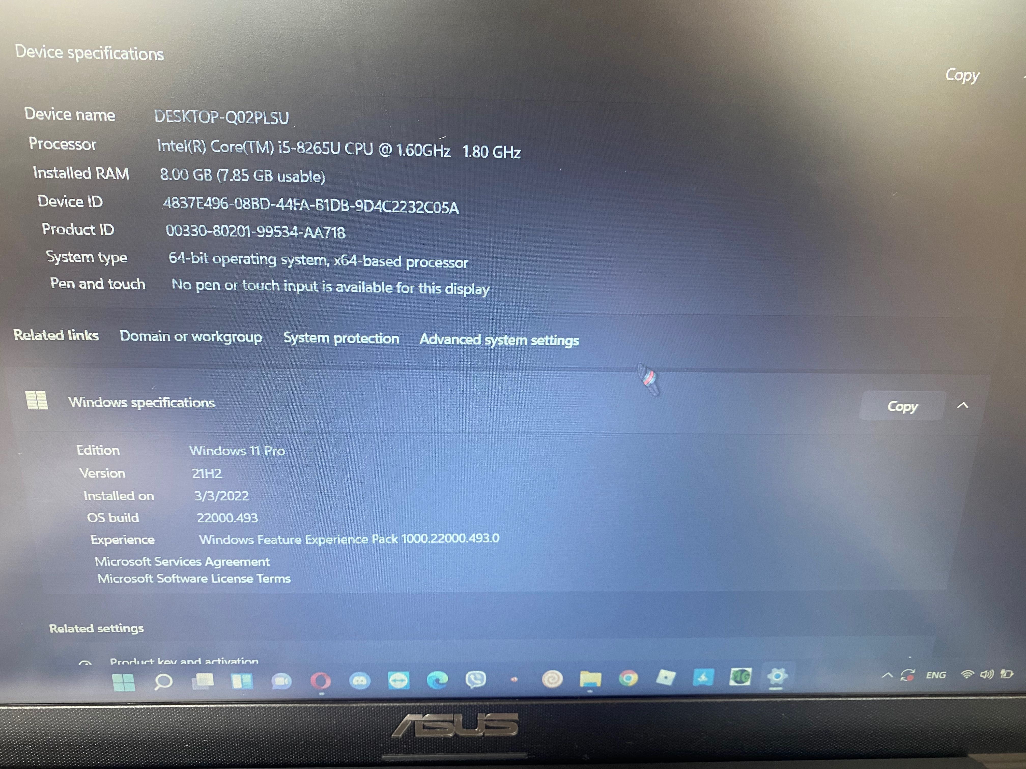 Лаптоп Asus i5 15.6 256gb