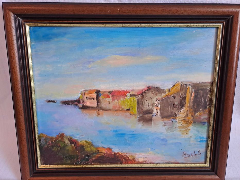 tablou vechi pictura pe panza 49/41 cm semnat Bartoli