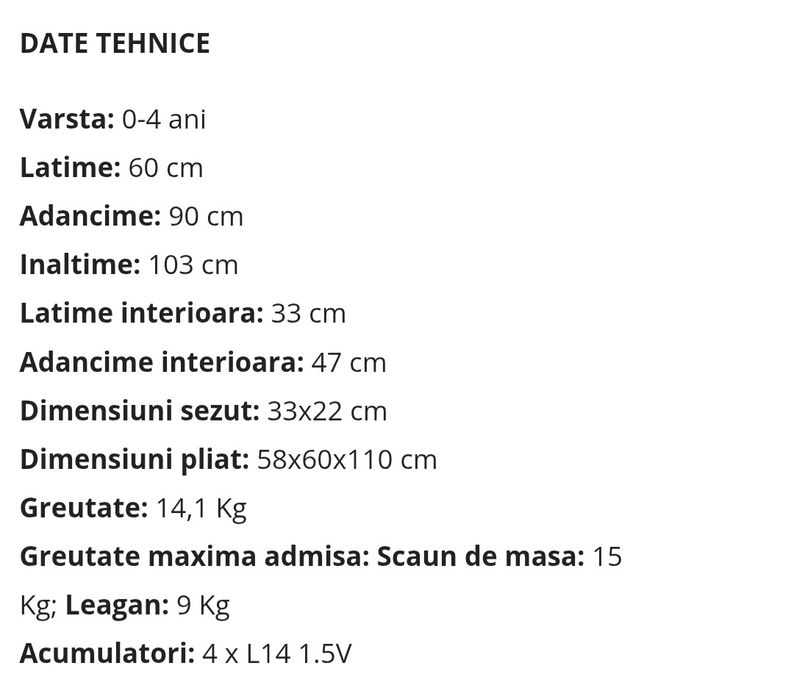 Vând scaun de masa cu leagan electric 2 in 1