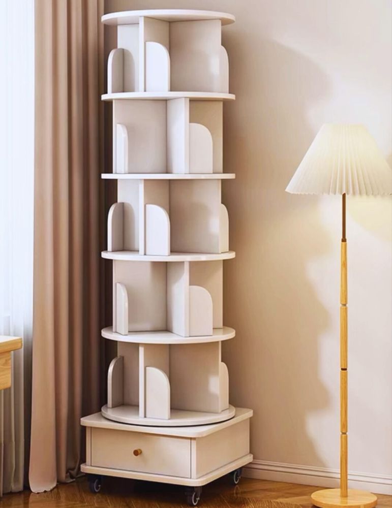 5-ярусная вращающаяся книжная полка, 173x46x46 см, с колёсиками