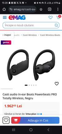 Casti audio In-ear Beats Powerbeats PRO Totally Wireless, Negru, noi