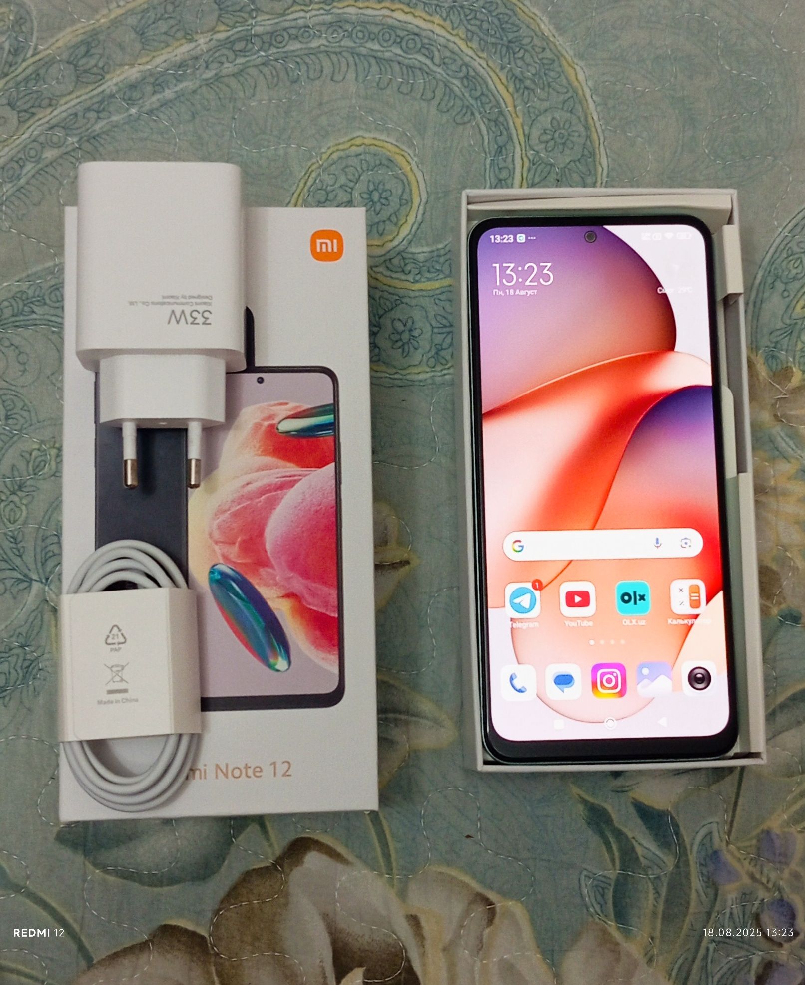Redmi Note 12 6/128 ,sostoyaniya ideal, ayol kishi ishlatgan