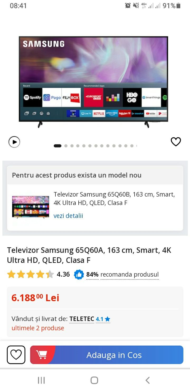 Smartv Samsung 2022 163 cm GQ65Q60 samsung 32j5100