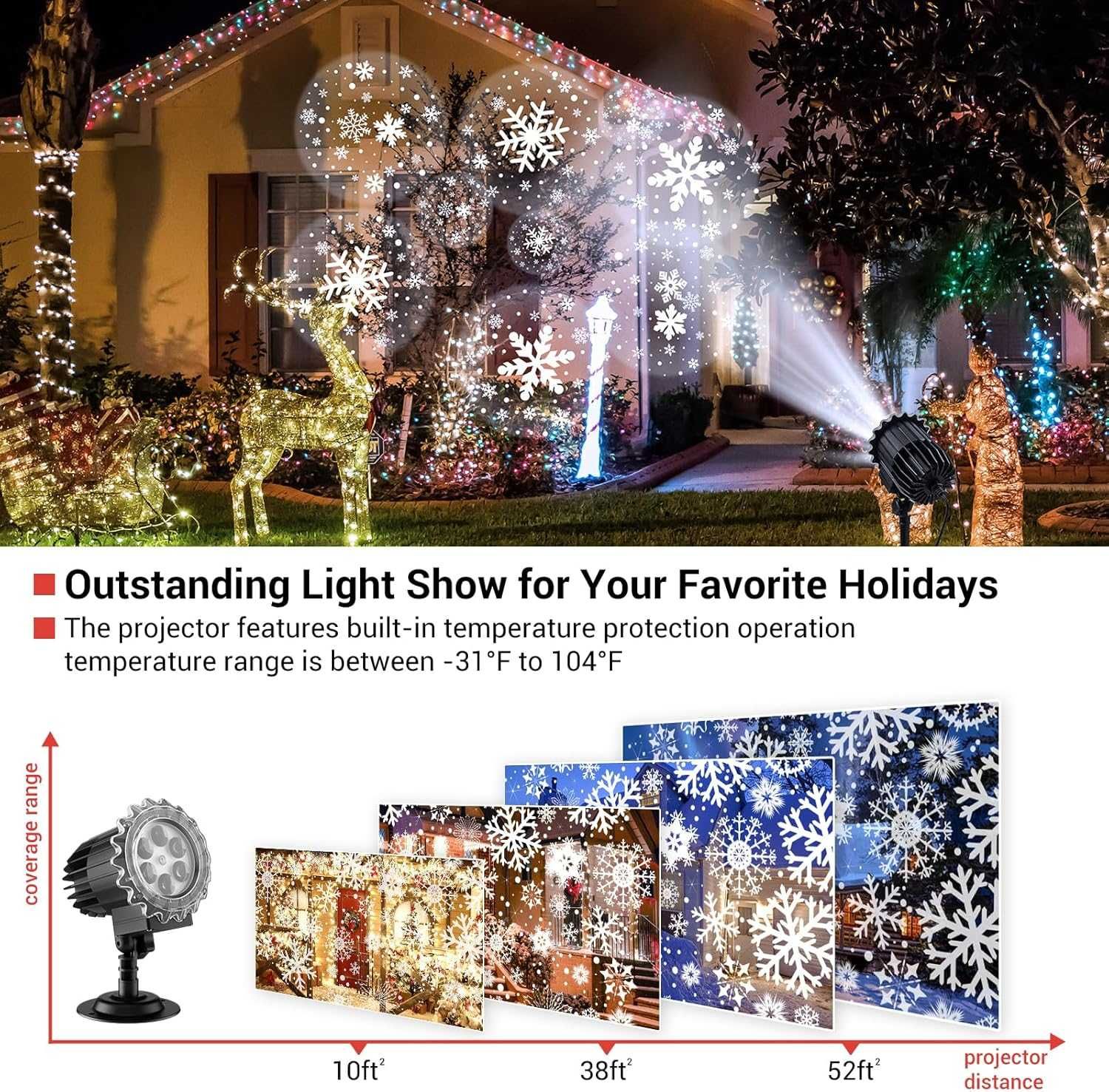 LED прожектор на снежинки Snowflake Lamp коледна светлина декорация