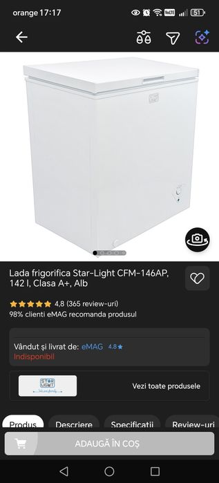 Lada frigorifica Star-Light 142 l, Clasa A+