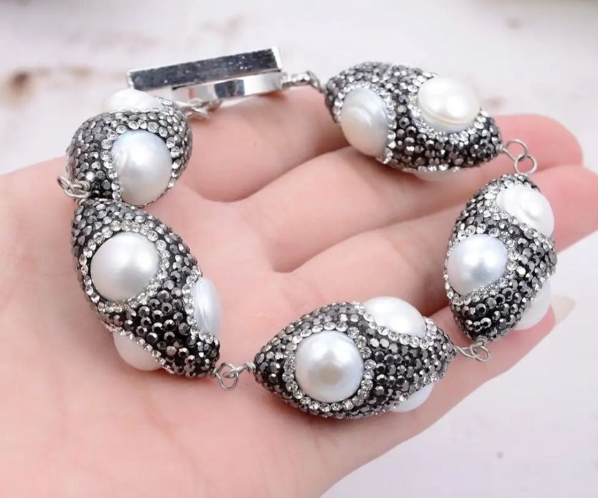 Натуральный жемчуг браслет Браслет крупный 
Мед сплав ; Застежка - 
18