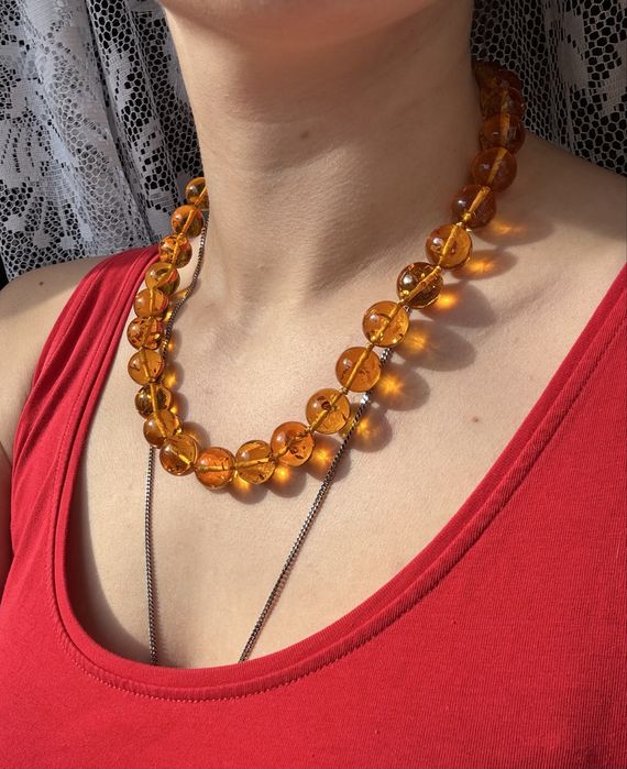 Янтарь натуральный круглые бусы