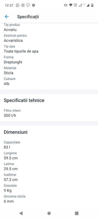 Vand urgent acvariu 350 lei