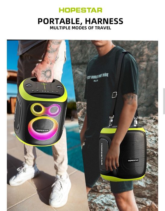 Boxă Portabilă Wireless Hopestar Party Pro + DOUĂ Microfoane CADOU