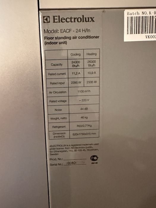 Продам коллонный кондиционер 24 Electrolux в отличном состоянии