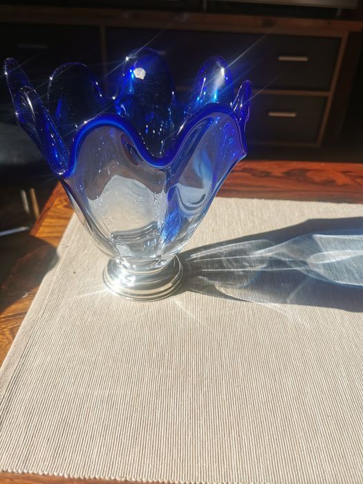 Vaza bol stil murano Cristal Argint