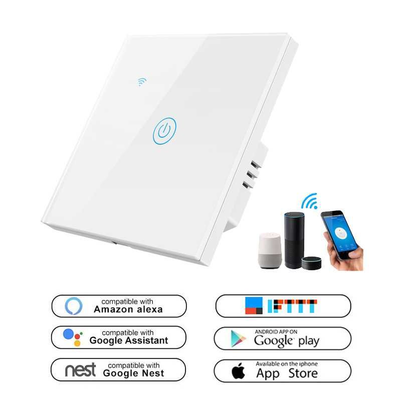 WiFi ключ за осветление единичен без нулa черен-бял smartlife, tuya