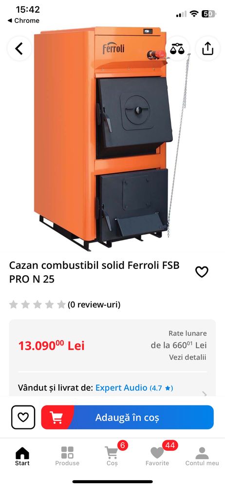 Cazan combustibil solid Ferroli NOU cu garantie