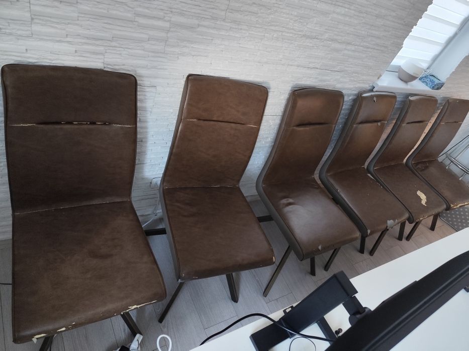 Vând 6 scaune de dining piele eco cadru metal