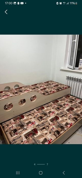 Детская выдвижная двухьярусная кровать +2 матраса