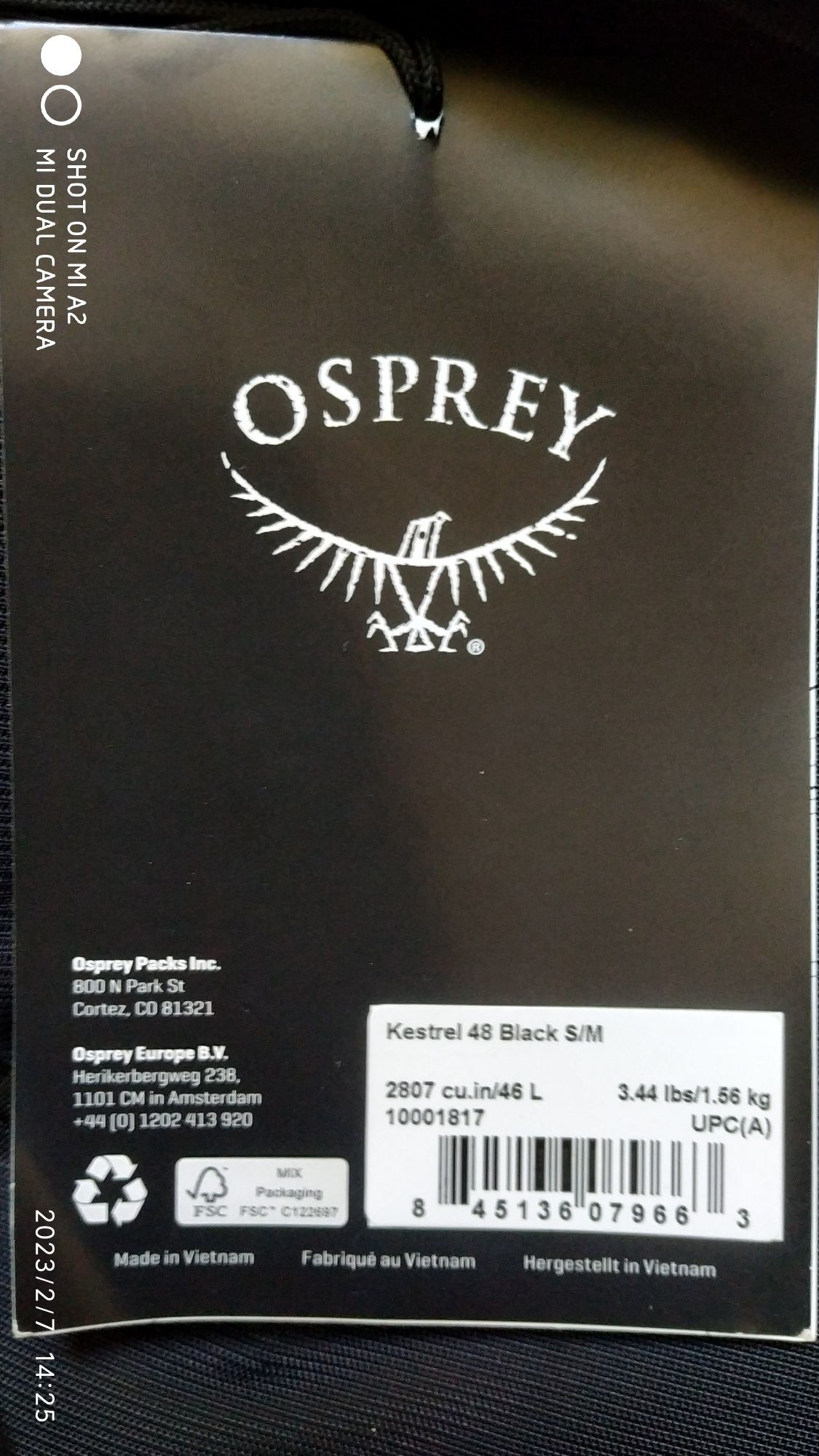 Osprey Kestrel 48 Black, Osprey 58 Black