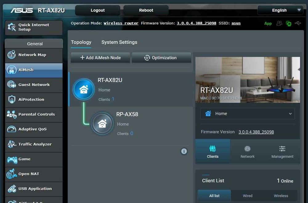 router Asus AX5400 Gaming AX82U, Aura RGB, Gaming Port, AiMesh suport