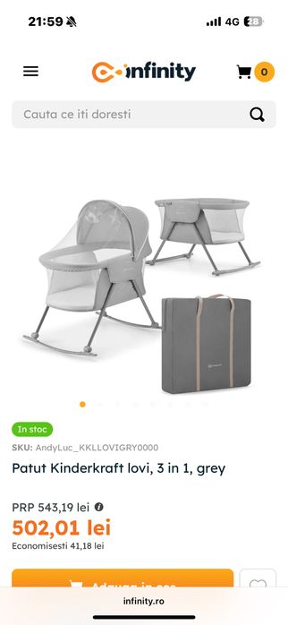 Patut pentru bebelusi Kinderkraft gri