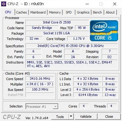 Intel Core i5 2500 3.3GHz Sandy Bridge (6MB SmartCache, up to 3.7GHz),
