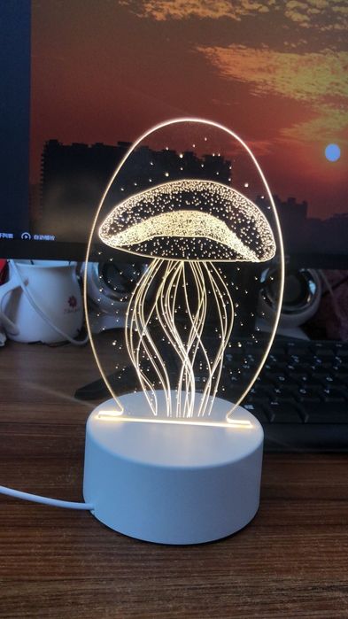 Холограмна 3D LED нощна лампа, 4W, 220V