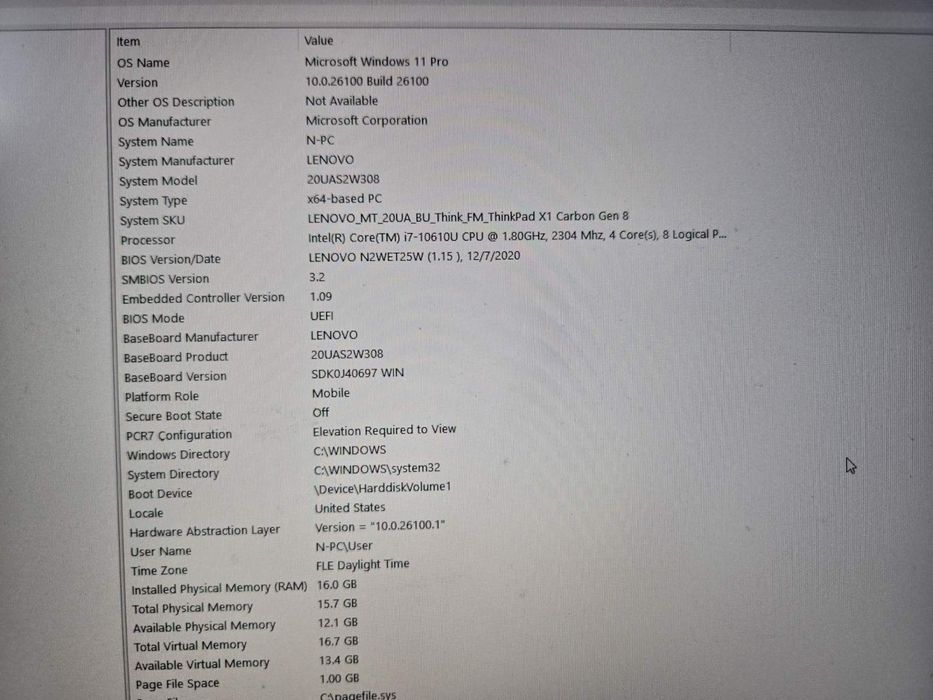 Lenovo thinkpad X1 Carbon i7 16GB