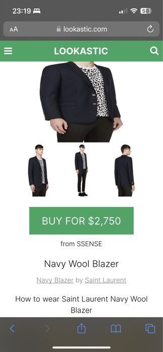 Vand sacou Yves Saint Laurent Paris Navy Wool