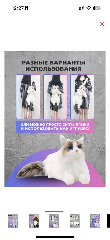 Рюкзак в виде котика. Очень реалистичный. KaspiRED