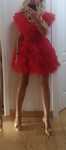 Rochie tulle rosie Ana Radu, model superb, umeri cazuti, printesa!