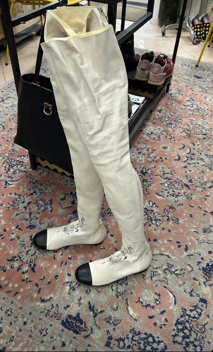 Chanel над-коляно ботуши, размер 38 — естествена кожа, носени