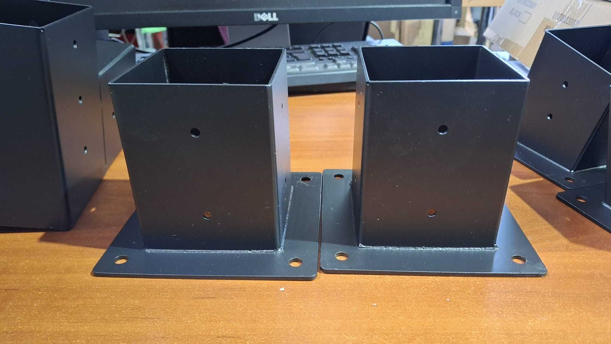 Set 6 suporti stalpi pergola, otel aliat, 9 x 9 cm, negru