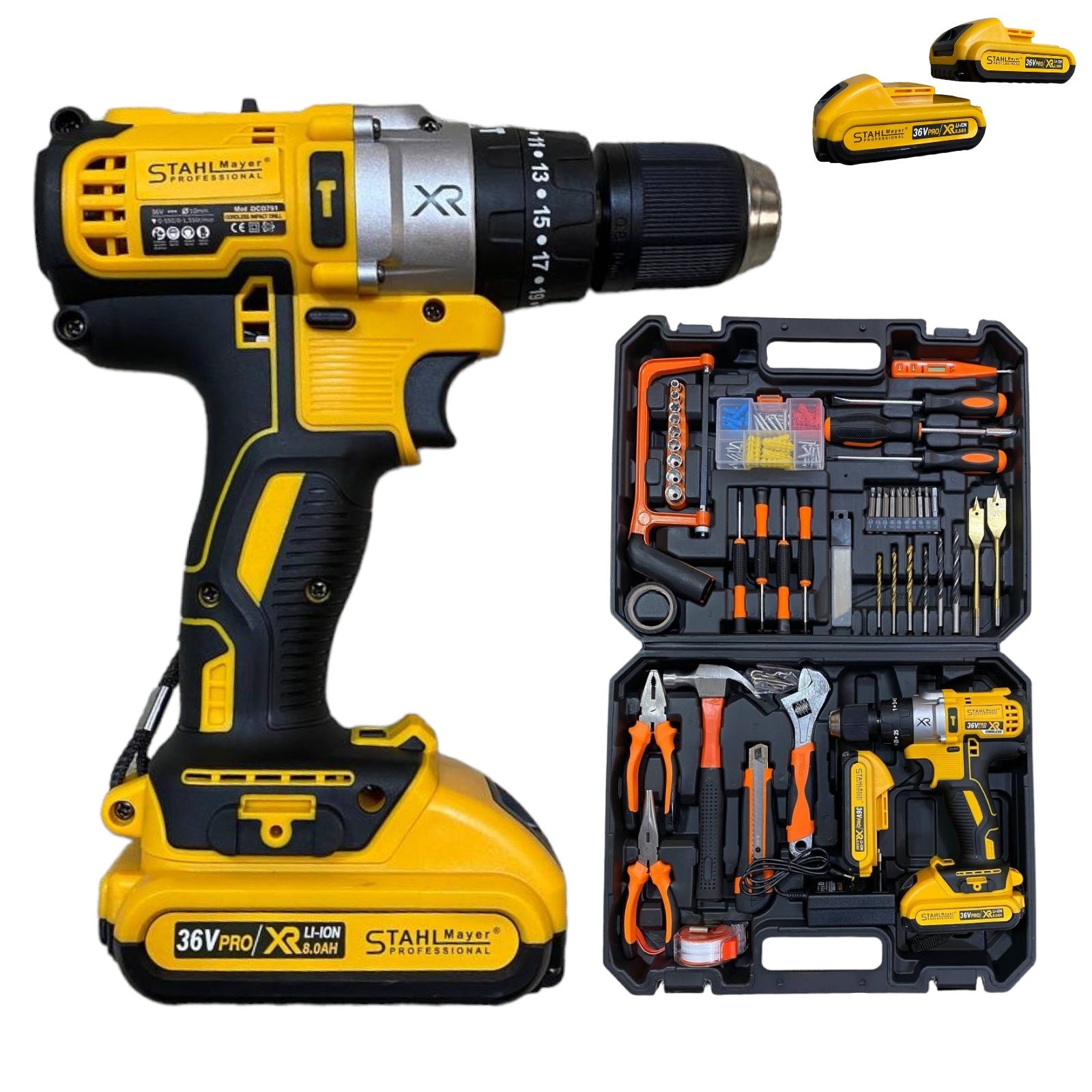 Ударен Акумулаторен Винтоверт STAHLMAYER + 111 части XR 36V Безжичен