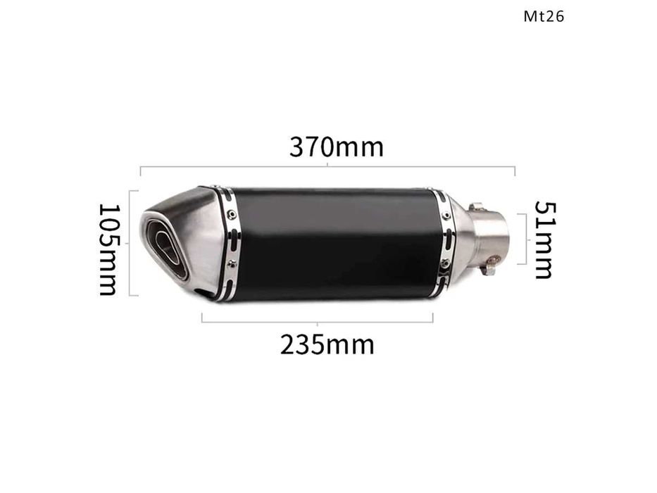 Evacuare AKRAPOVIC, toba sport pentru motocicleta 370 mm, negru gri